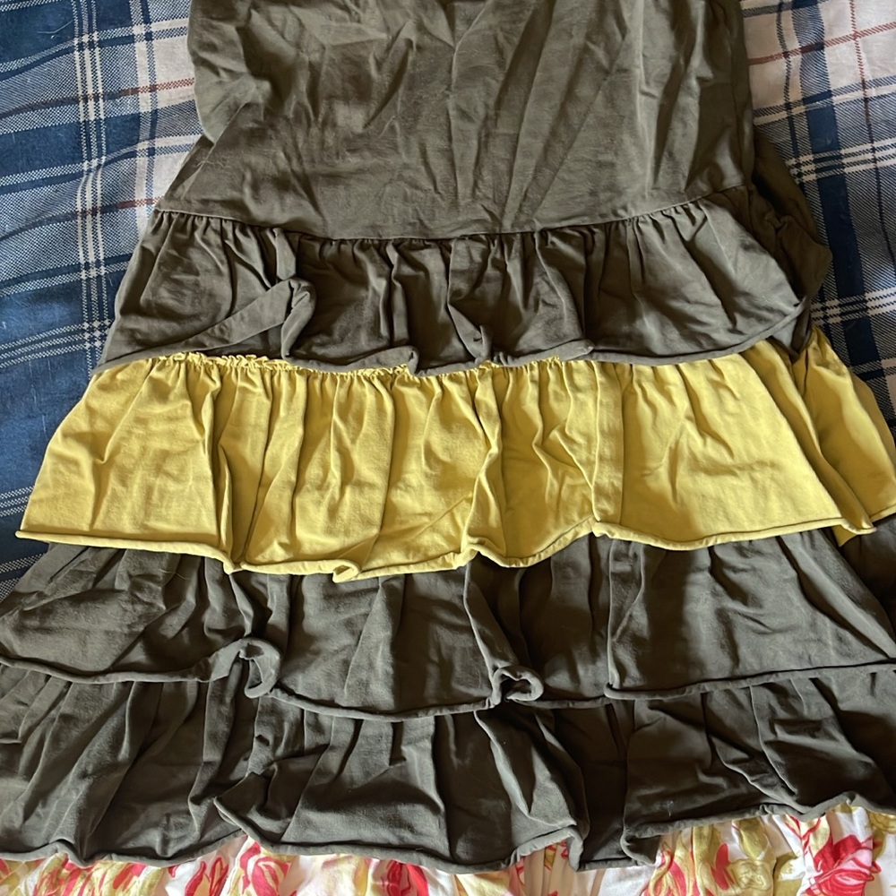 Ruffled Olive and Yellow Matilda Jane top